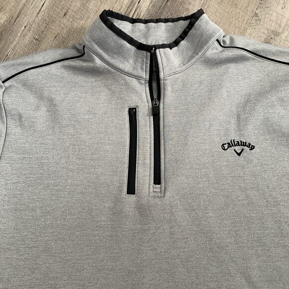 Callaway Pullover Mens Sz XXL Gray 1/4 Zip Fleece Lined Golf Sweatshirt Pocket - Picture 6 of 6
